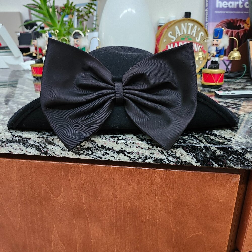 MICHAEL HOWARD, Ruth Alan Designs Black Wool Wide Brim Hat with Bow